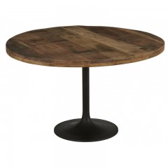 DINING TABLE BROWN TOP METAL LEG       - DINING TABLES